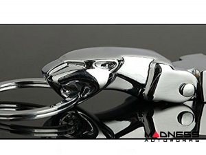 Jaguar Keychain - Black Leather Strap w/ clasp - Chrome Jaguar Head Jaguar Keychain - Black Leather Strap w/ clasp - Chrome Jaguar Head